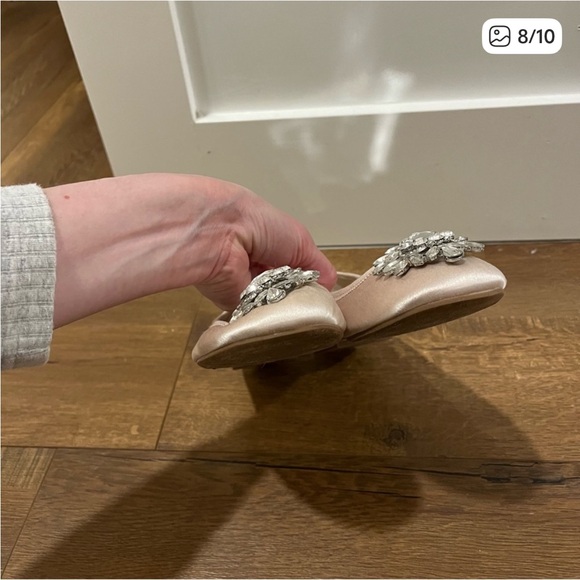 Badgley Mischka Blush Flats with Crystal Embellishment - Picture 8 of 9